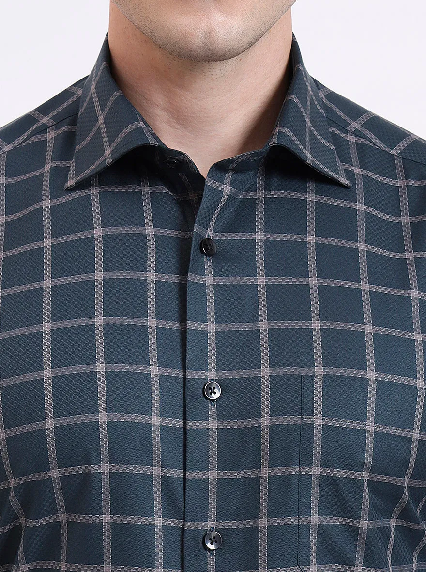 Green Checked Slim Fit Formal Shirt | Metal