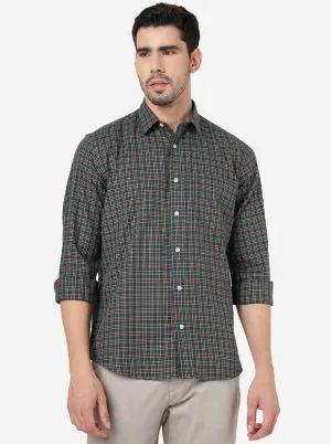 Green Checked Smart Fit Semi Casual Shirt | Greenfibre