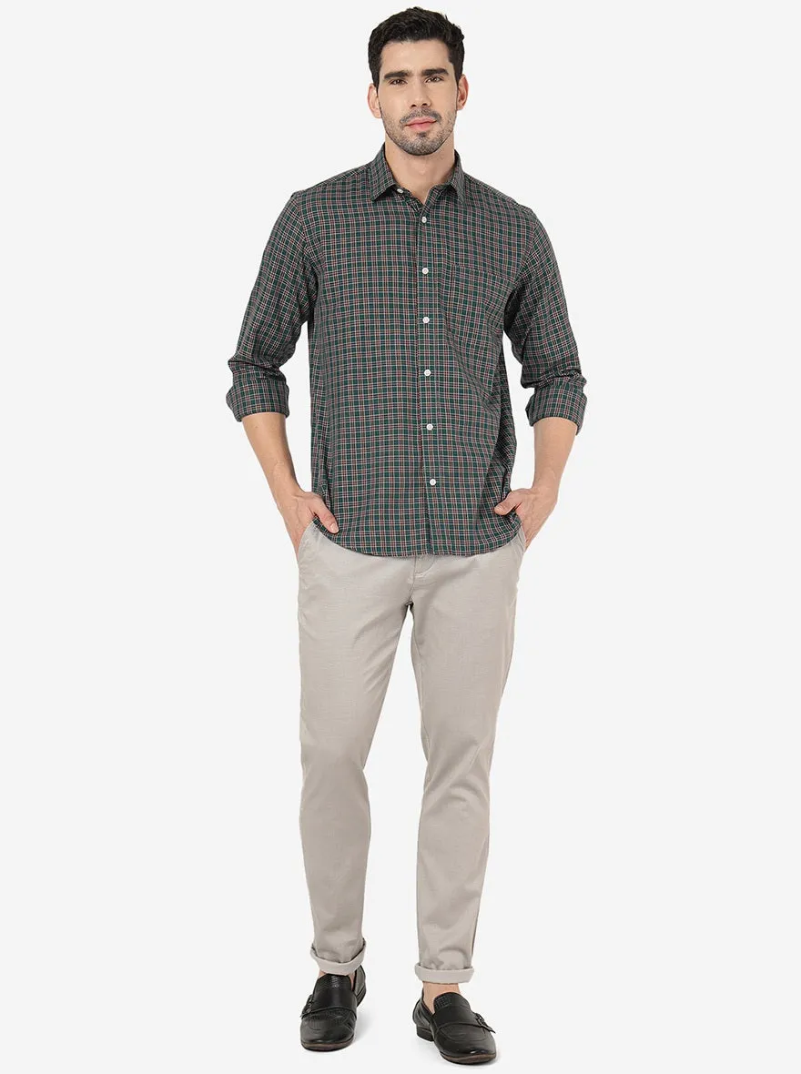 Green Checked Smart Fit Semi Casual Shirt | Greenfibre