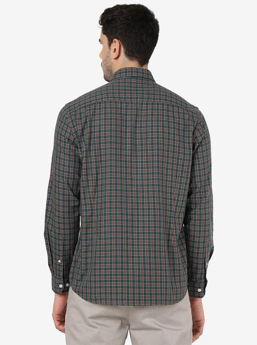 Green Checked Smart Fit Semi Casual Shirt | Greenfibre