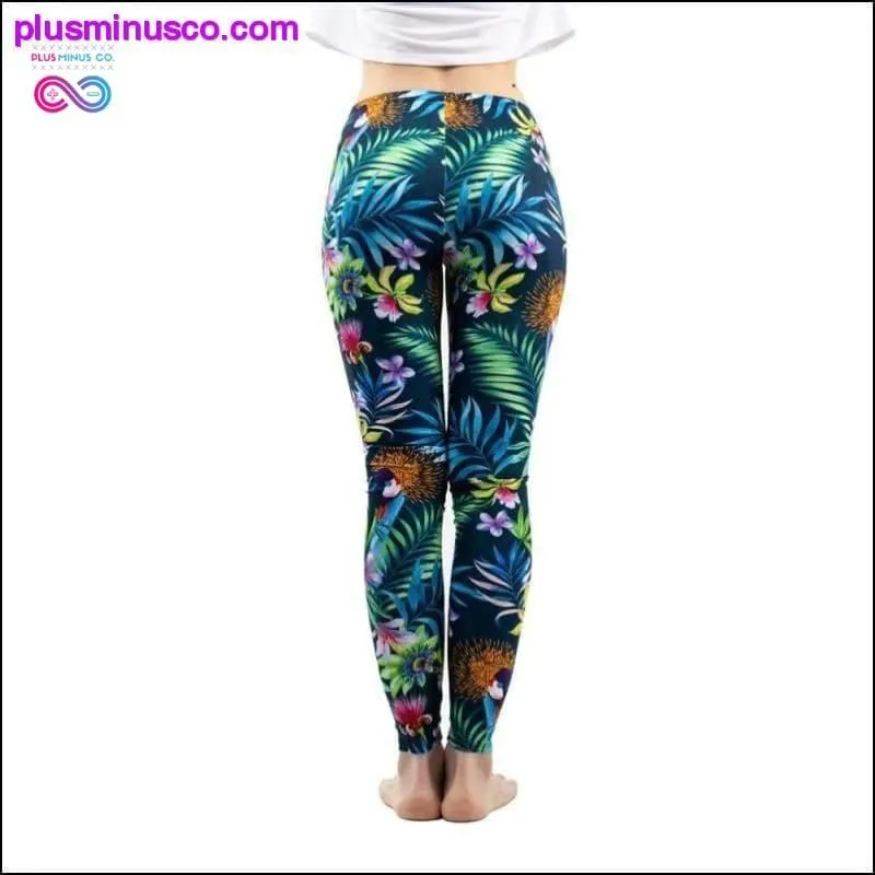 Green Floral Leaf Flower Pattern Leggings Sexy Elasticity