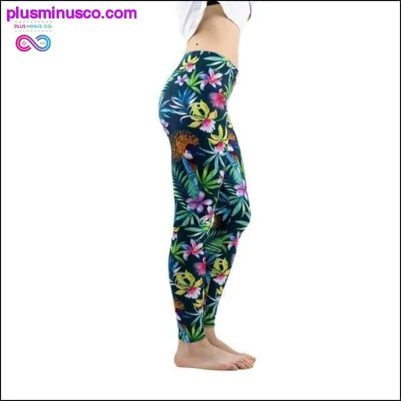Green Floral Leaf Flower Pattern Leggings Sexy Elasticity
