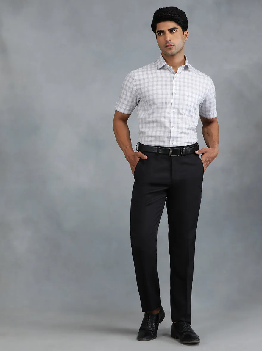 Grey Checked Regular Fit Formal Shirt | Greenfibre