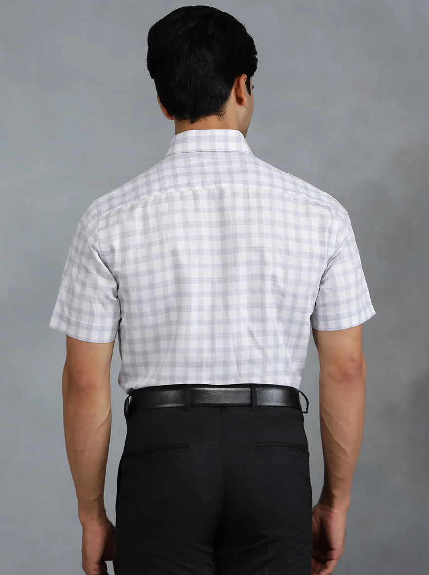 Grey Checked Regular Fit Formal Shirt | Greenfibre