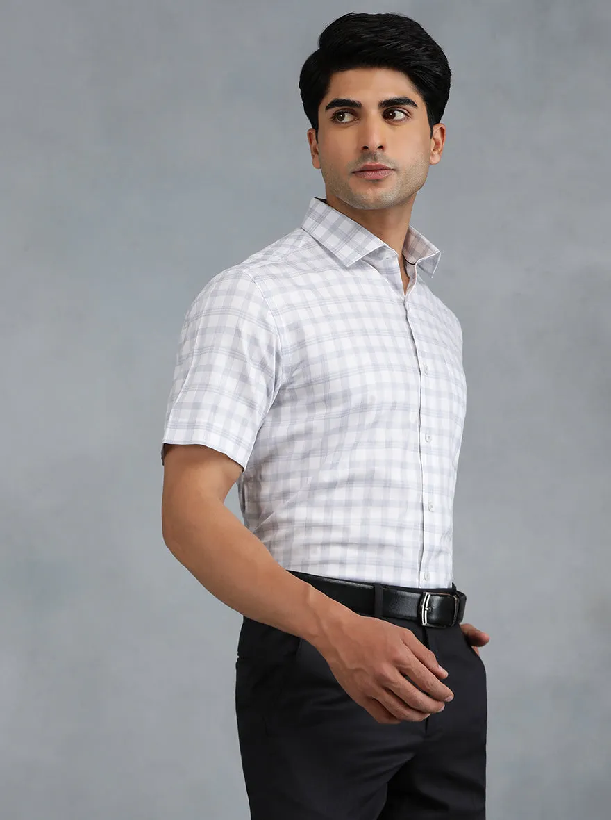 Grey Checked Regular Fit Formal Shirt | Greenfibre