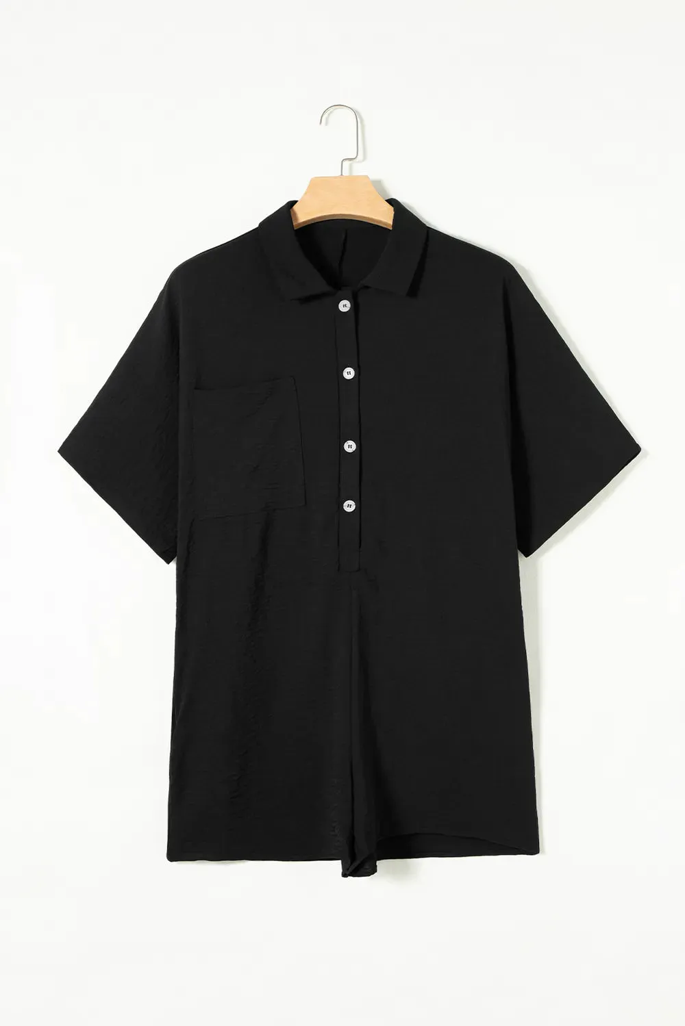 Half Button Collared Neck Romper