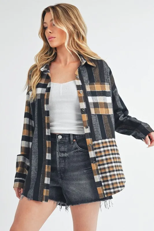 Hazel Blues® |  Aem Co Curved Hem Plaid Button Up Shirt