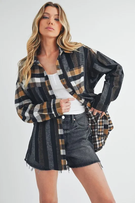 Hazel Blues® |  Aem Co Curved Hem Plaid Button Up Shirt