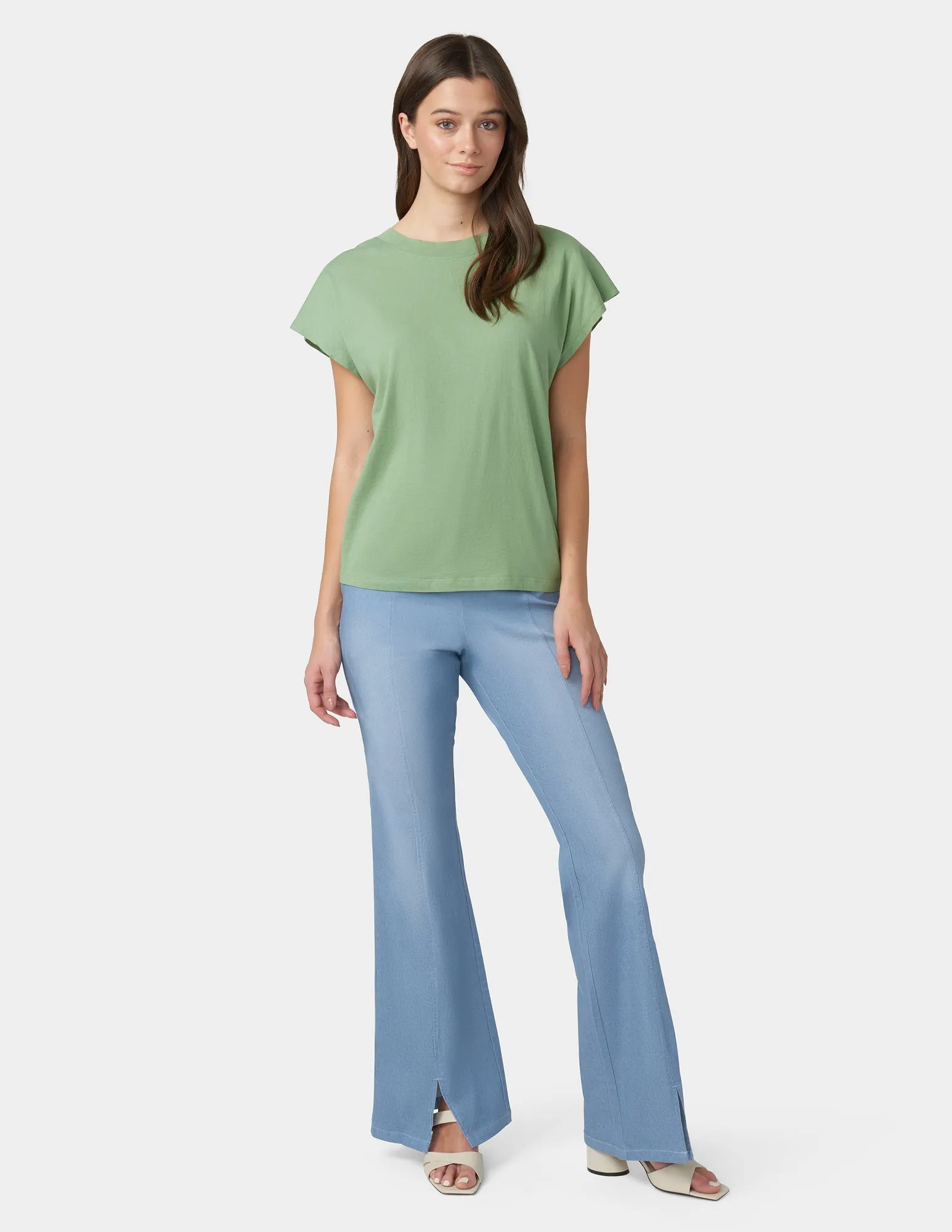 Hi-Rise Chambray Flare