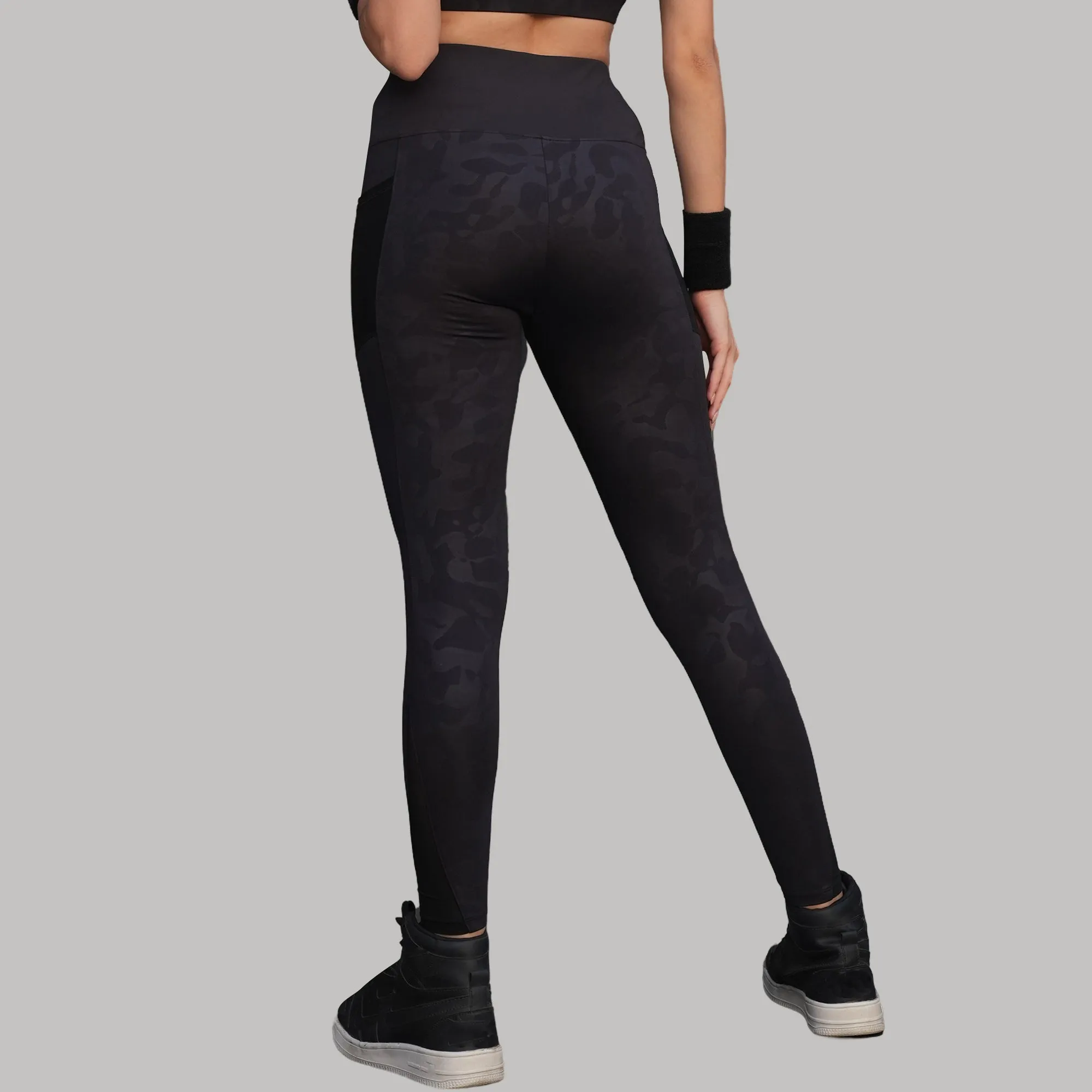 High-Waist Ankle-Length Comprassion Quick Dry Embossed Sports Leggings