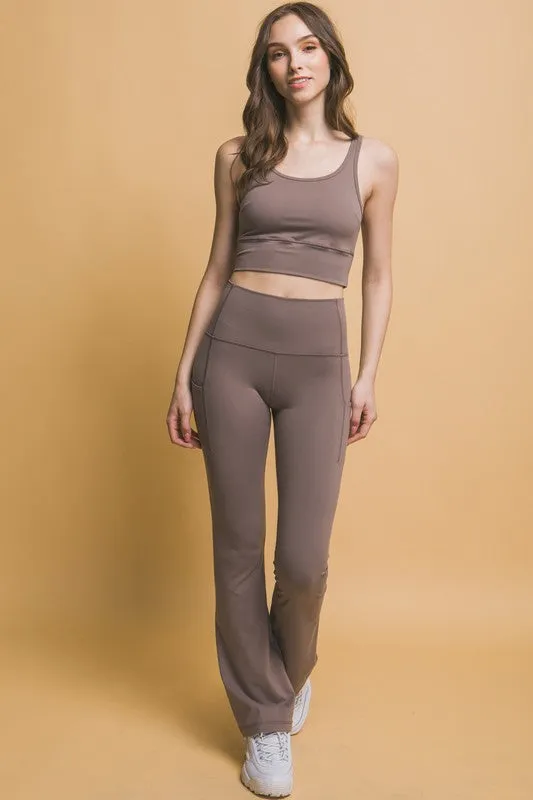 High Waist Flare Active Leggings with Pockets
