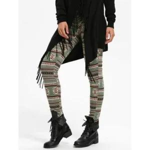 High Waist Geometric Print Leggings - Green 2xl