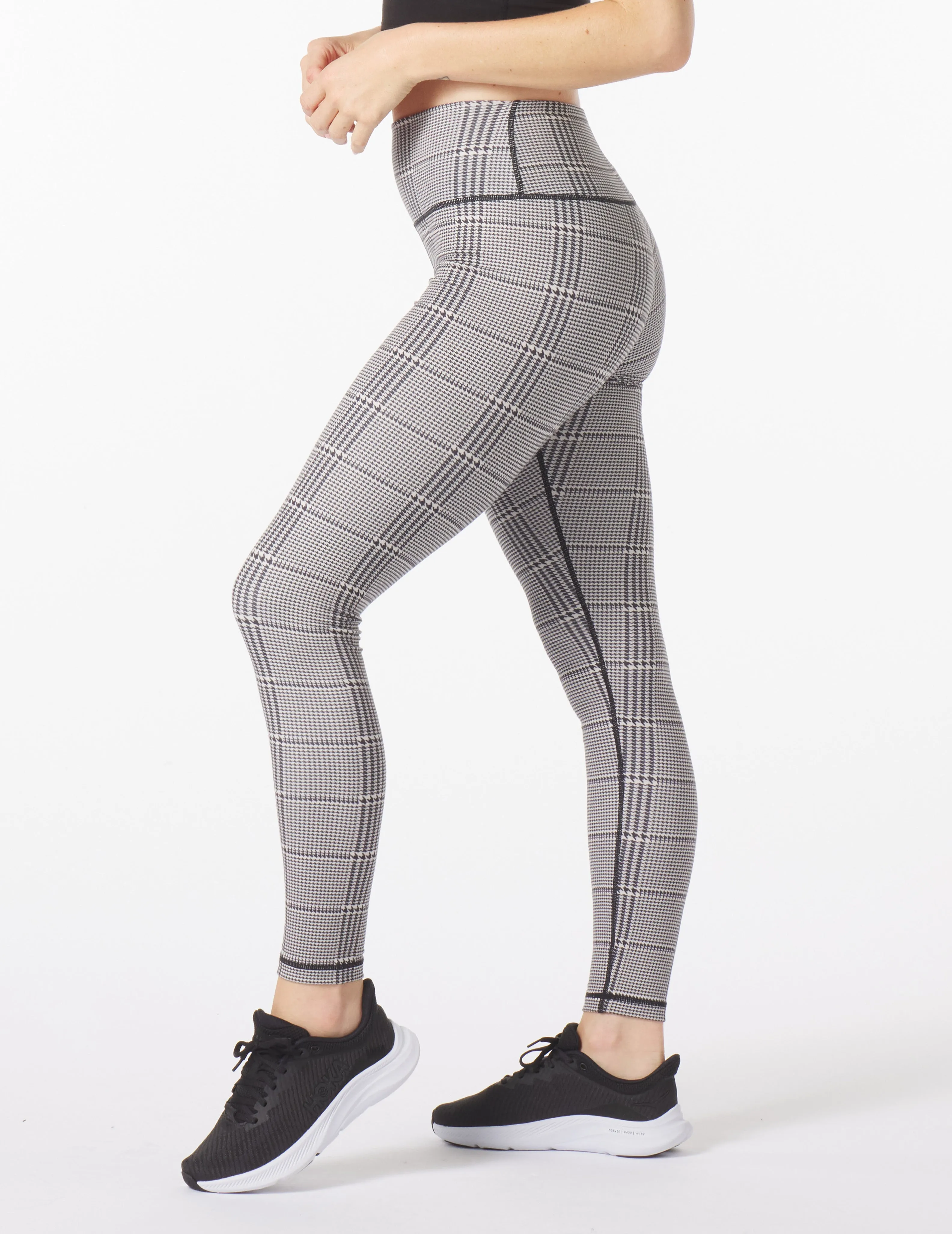 High Waist Pure Legging: Oatmilk/Black Glen Plaid