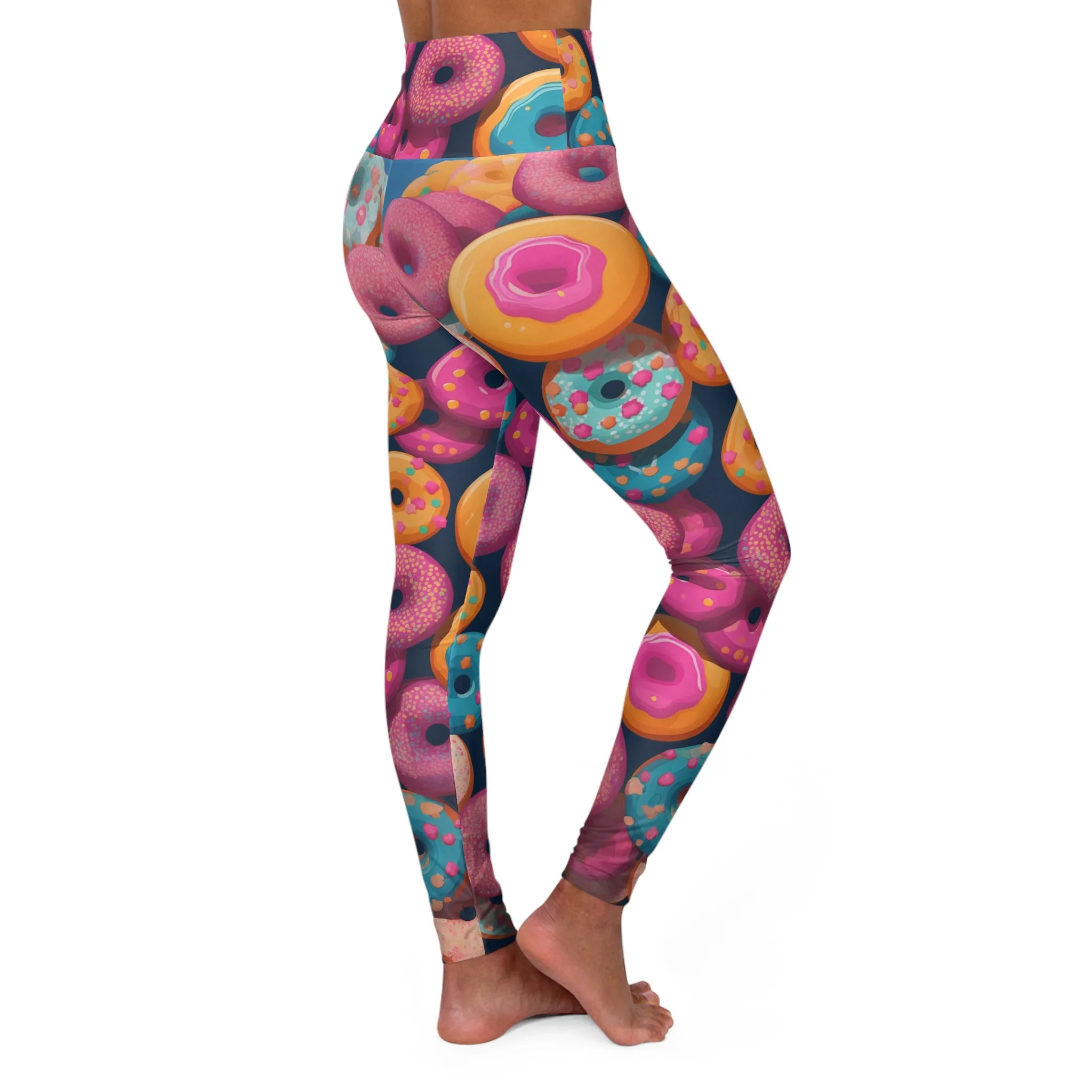 High Waisted Leggings - Gregoria Vajrasana Anime Donuts