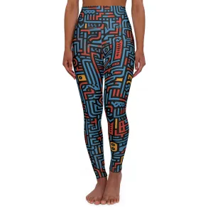 High Waisted Leggings - Linear Philadelphia Stripes