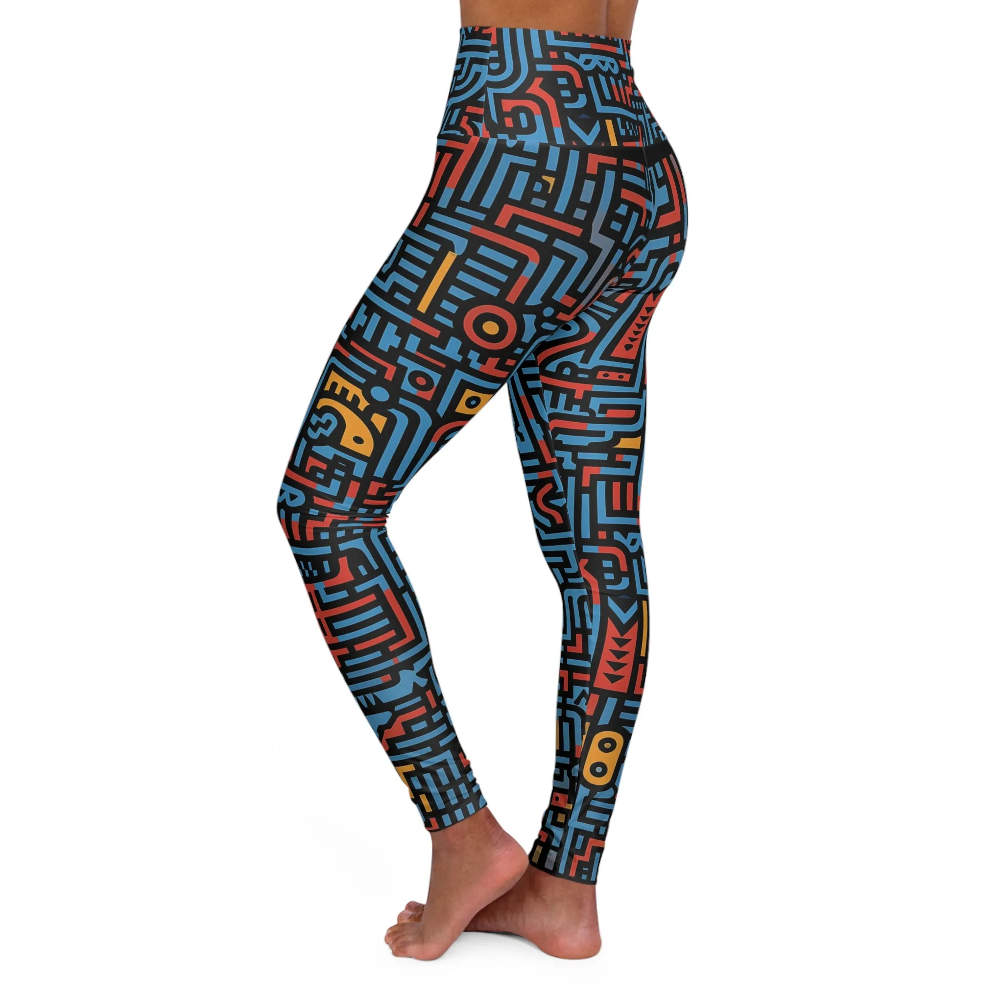 High Waisted Leggings - Linear Philadelphia Stripes