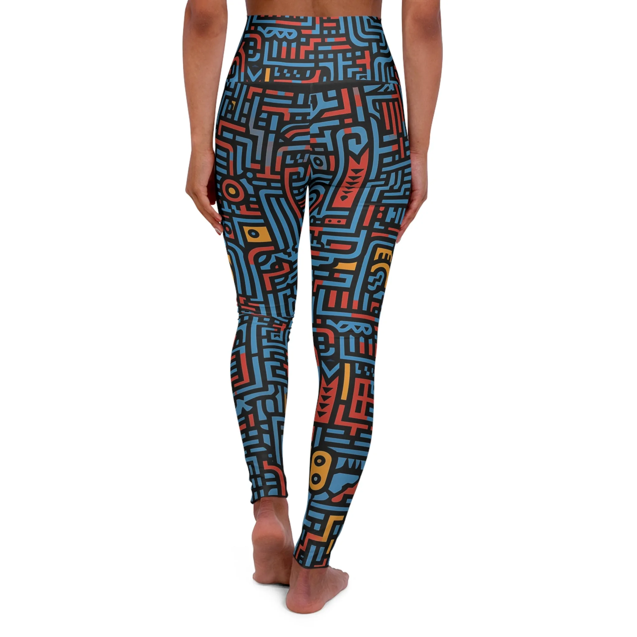 High Waisted Leggings - Linear Philadelphia Stripes