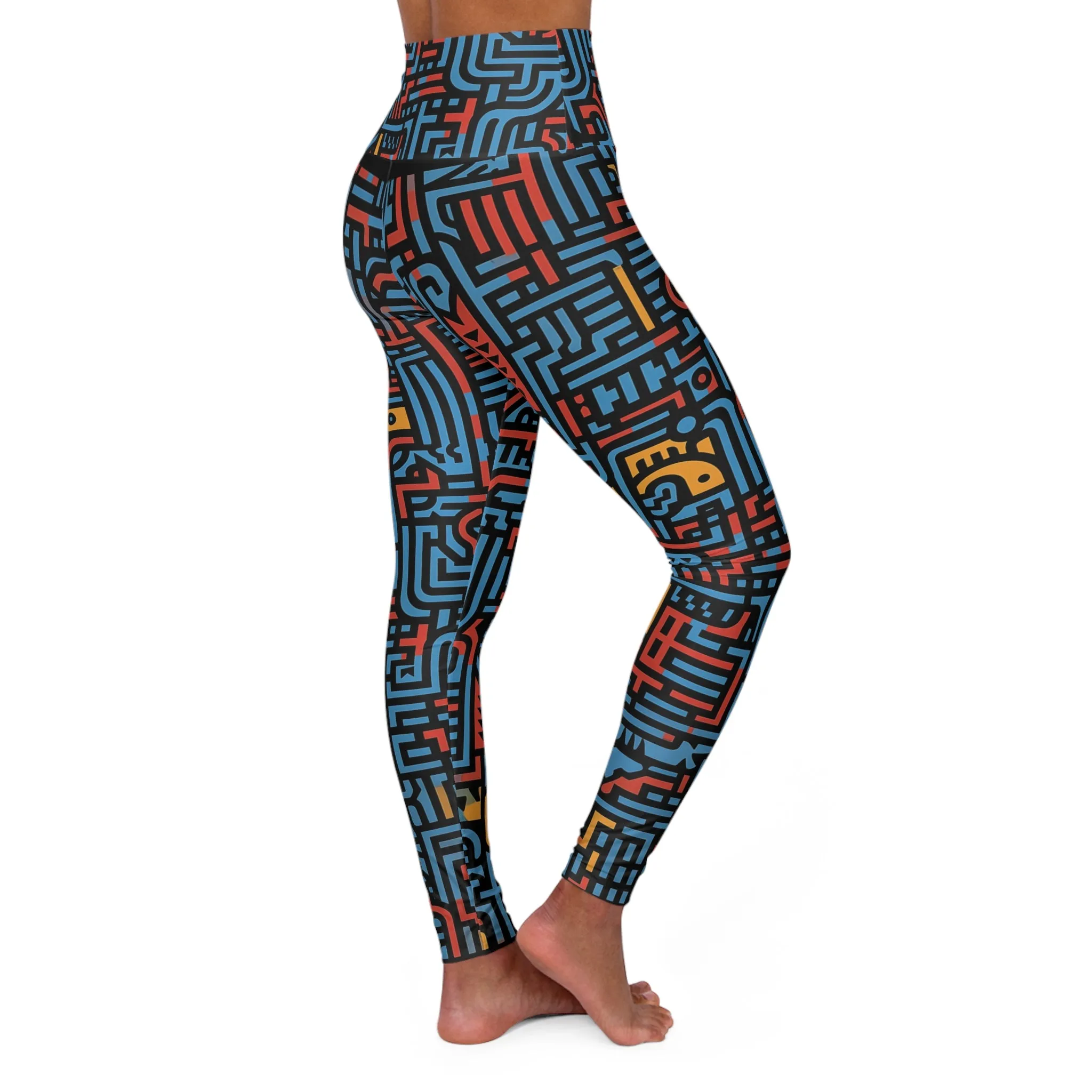 High Waisted Leggings - Linear Philadelphia Stripes