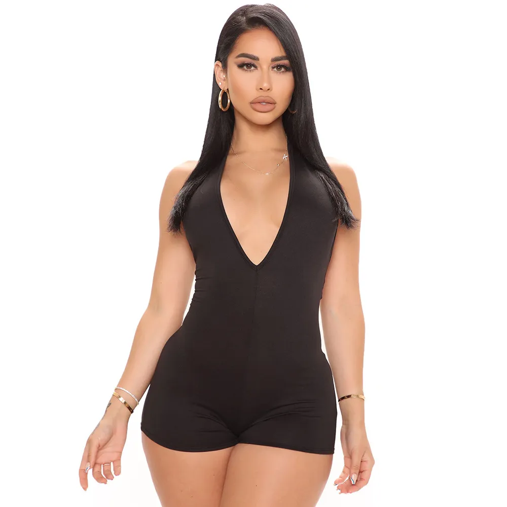 Hot Pursuit Halter Backless Romper