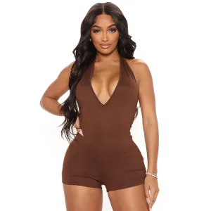 Hot Pursuit Halter Backless Romper