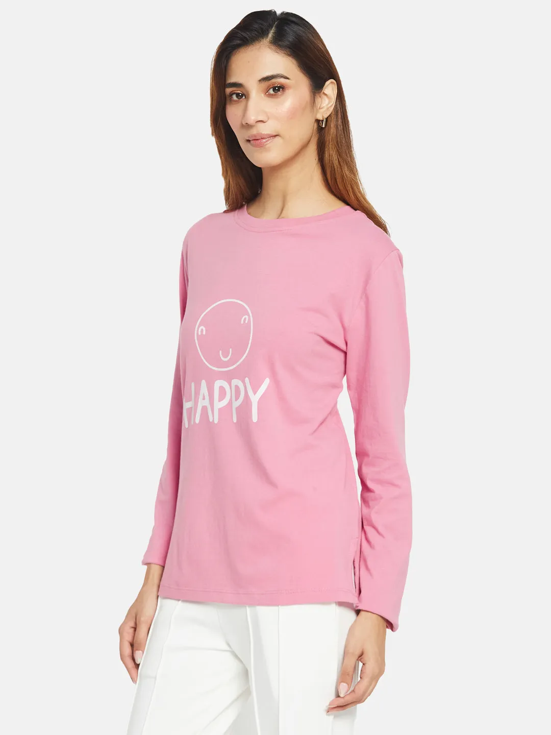 INGRID LONG SLEEVE TEES- Happy