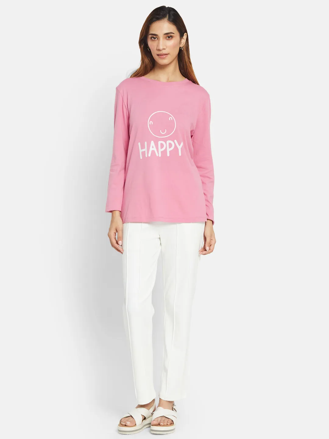 INGRID LONG SLEEVE TEES- Happy