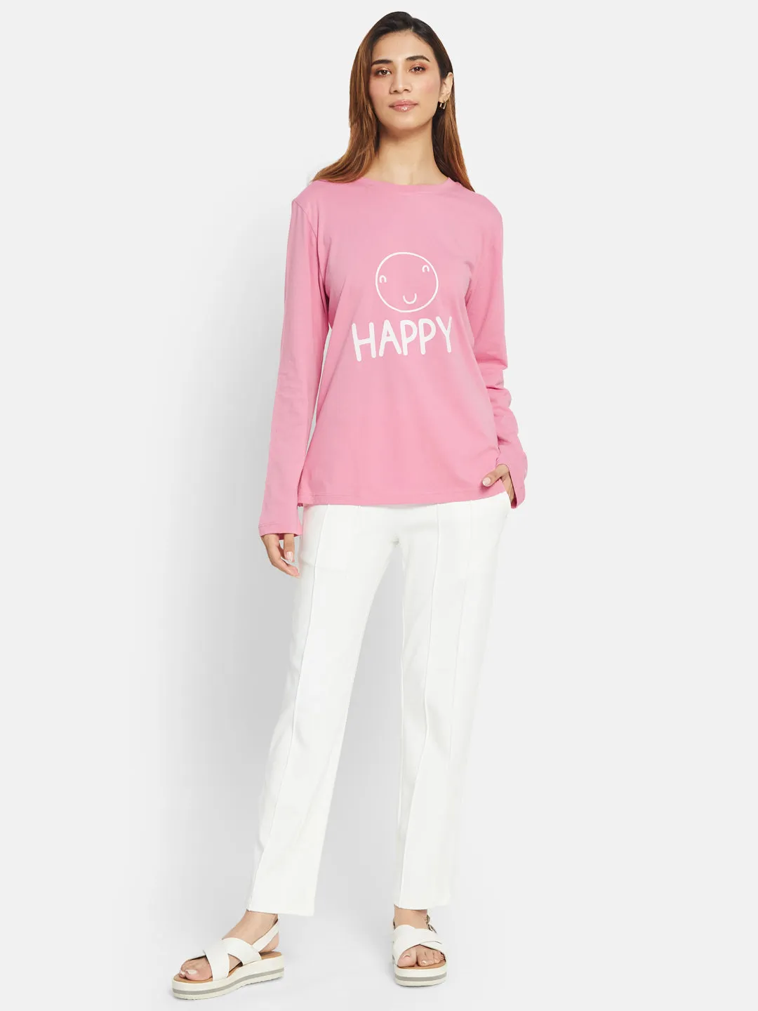 INGRID LONG SLEEVE TEES- Happy