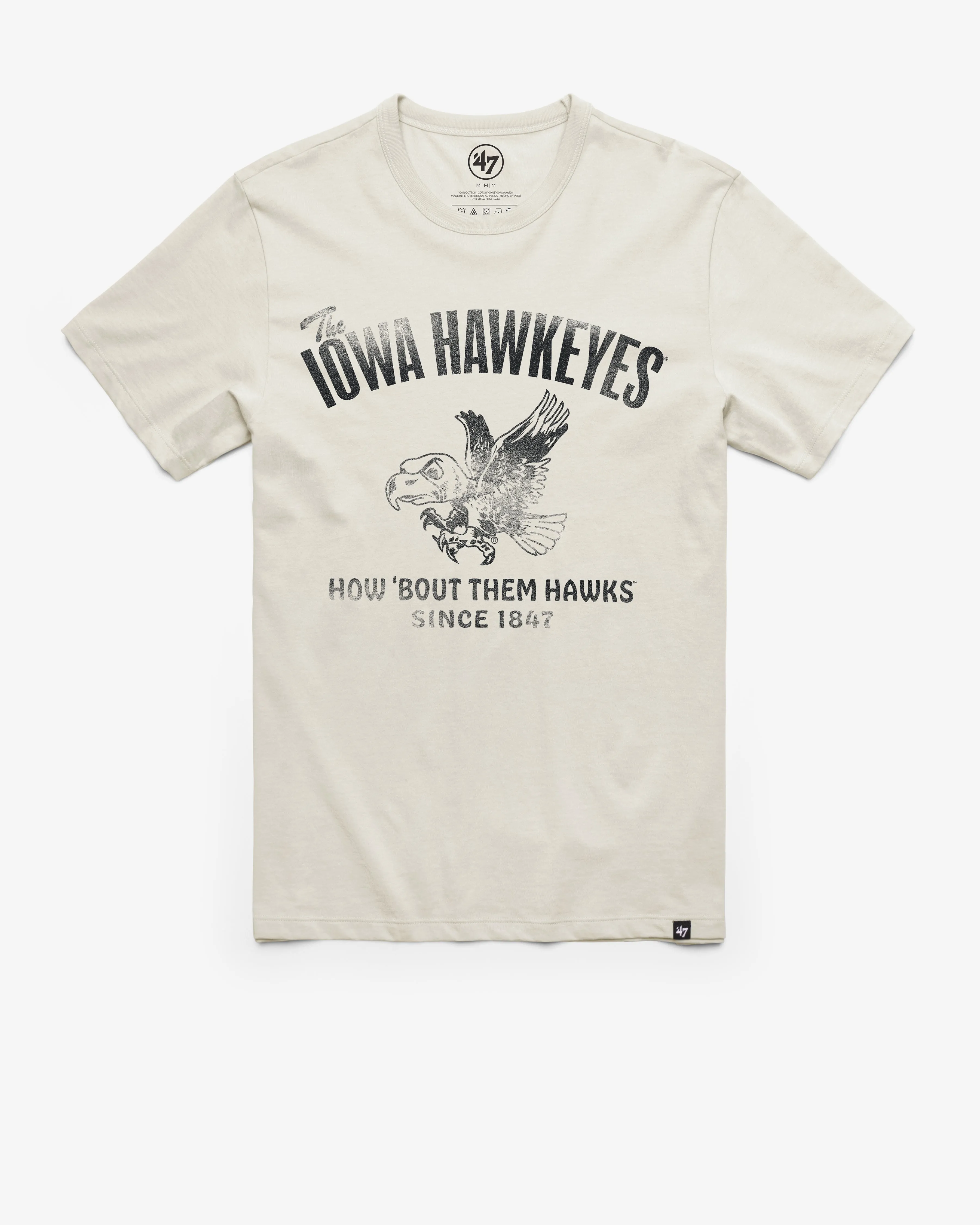 IOWA HAWKEYES VINTAGE WIDE OPEN '47 FRANKLIN TEE