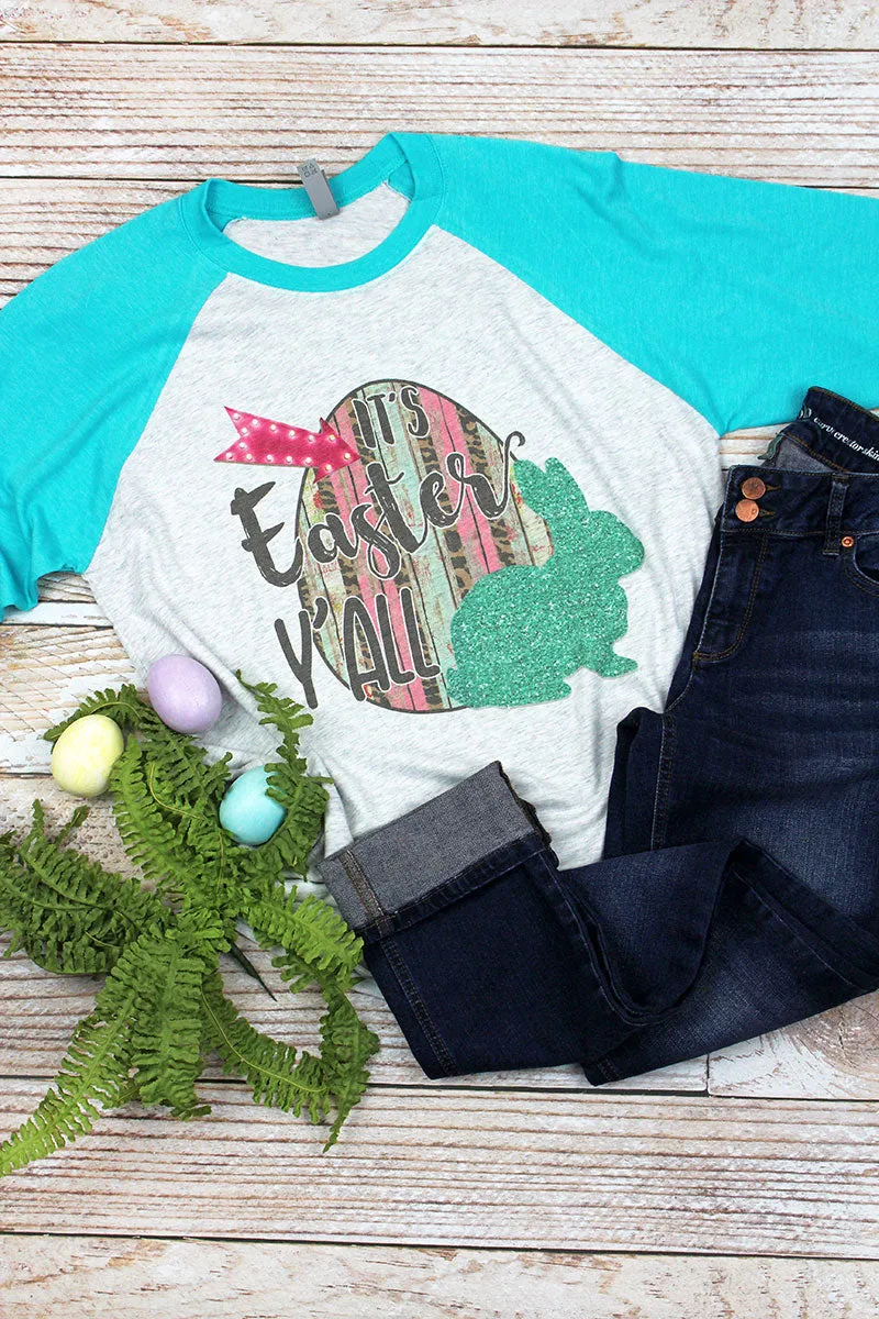 It's Easter Y'all Tri-Blend Unisex 3/4 Raglan