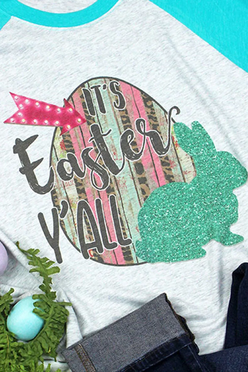 It's Easter Y'all Tri-Blend Unisex 3/4 Raglan
