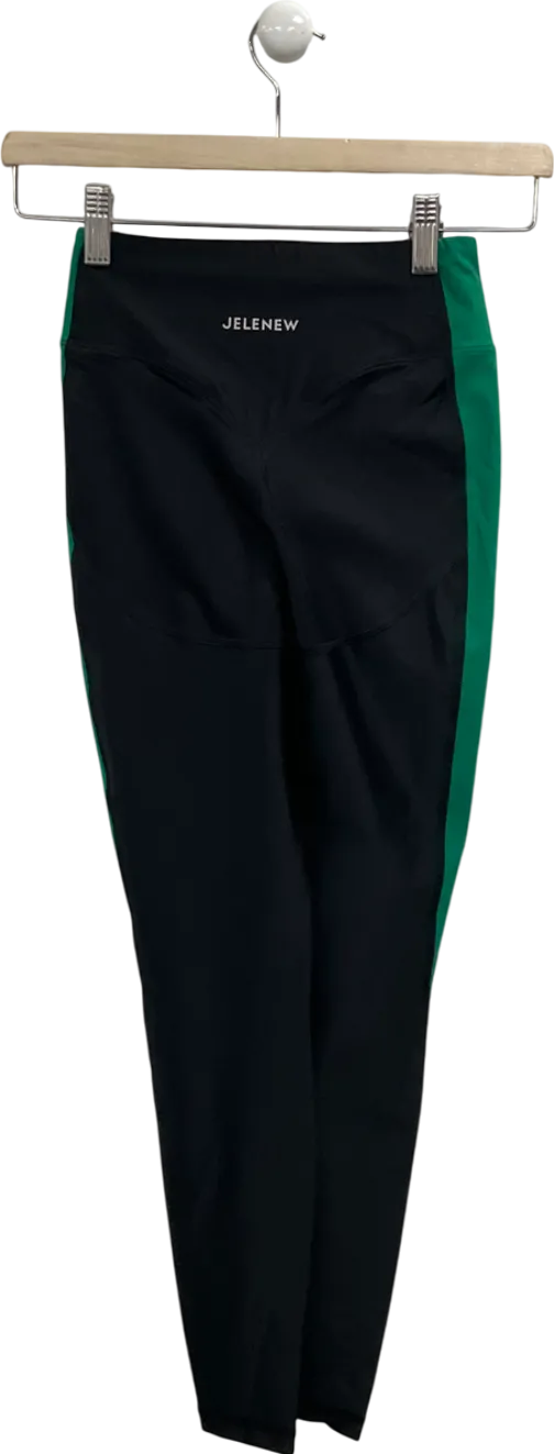 Jelenew Black High Waist Leggings With Contrast Side Panel UK XS