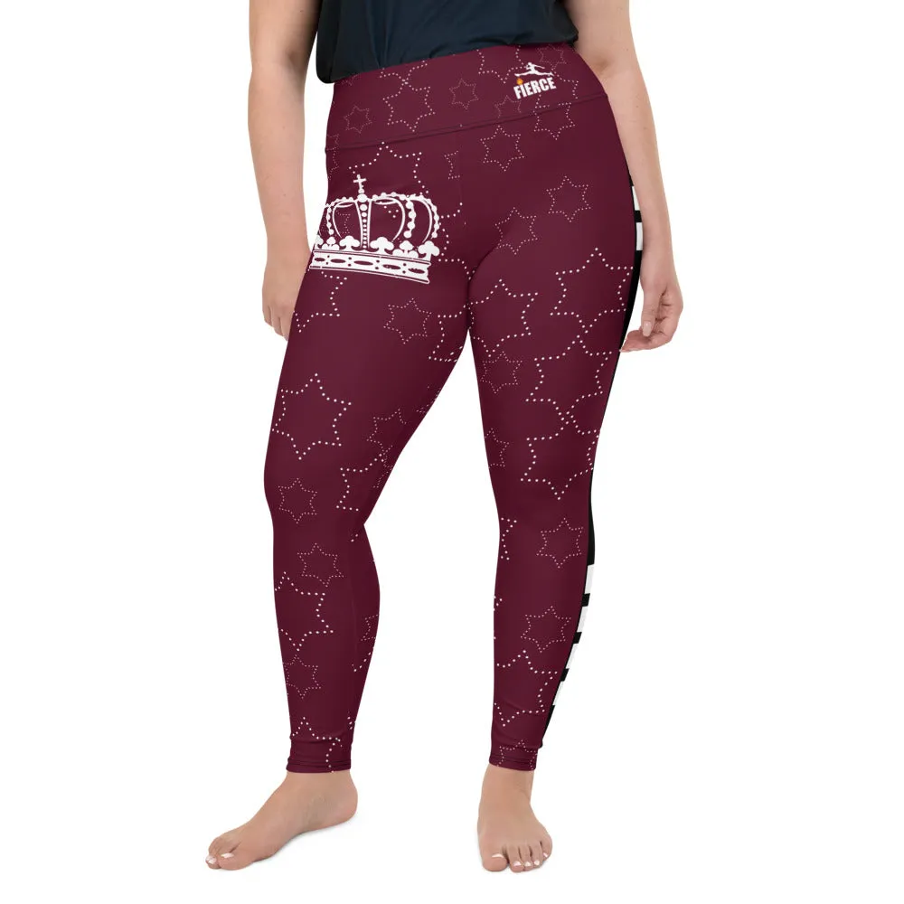 JESUS IS KING Burgundy Plus Size Leggings
