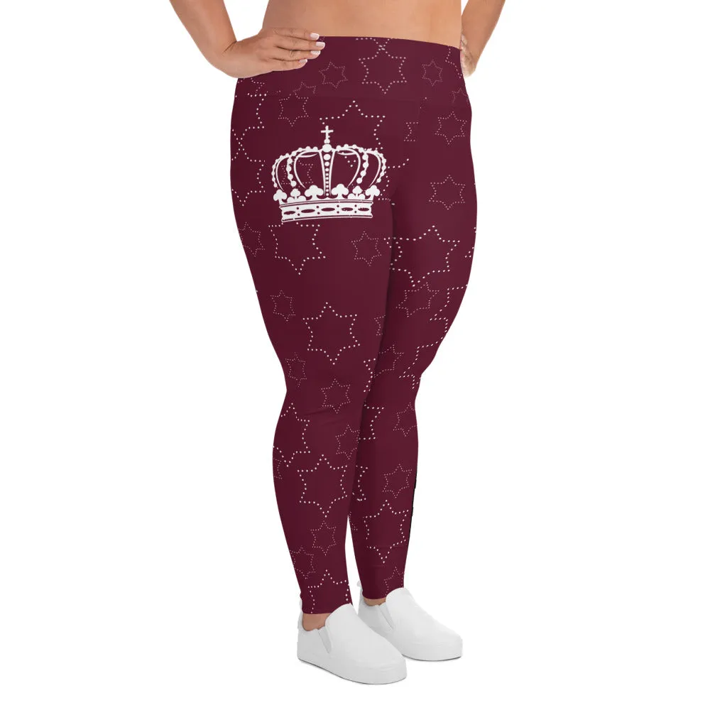 JESUS IS KING Burgundy Plus Size Leggings