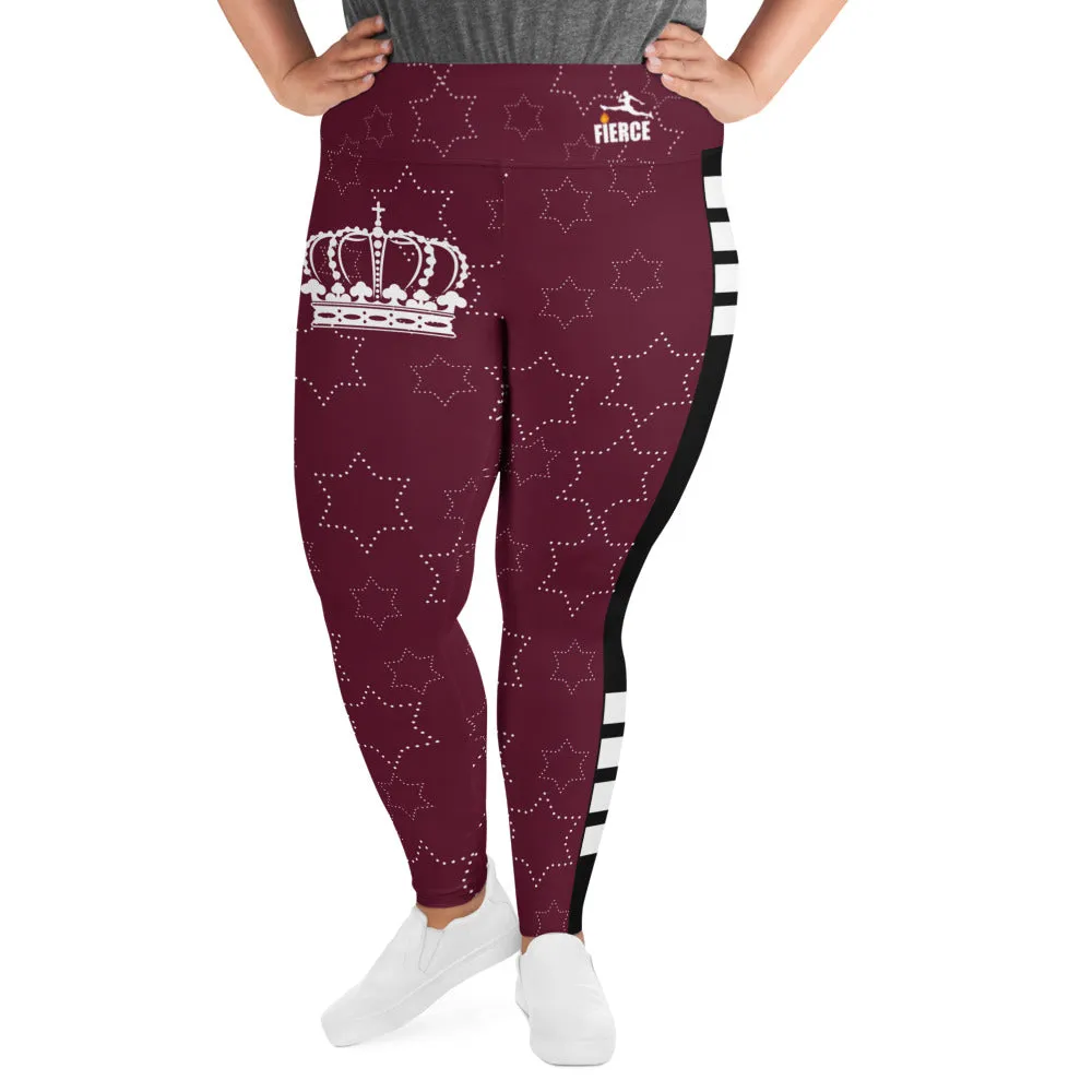 JESUS IS KING Burgundy Plus Size Leggings
