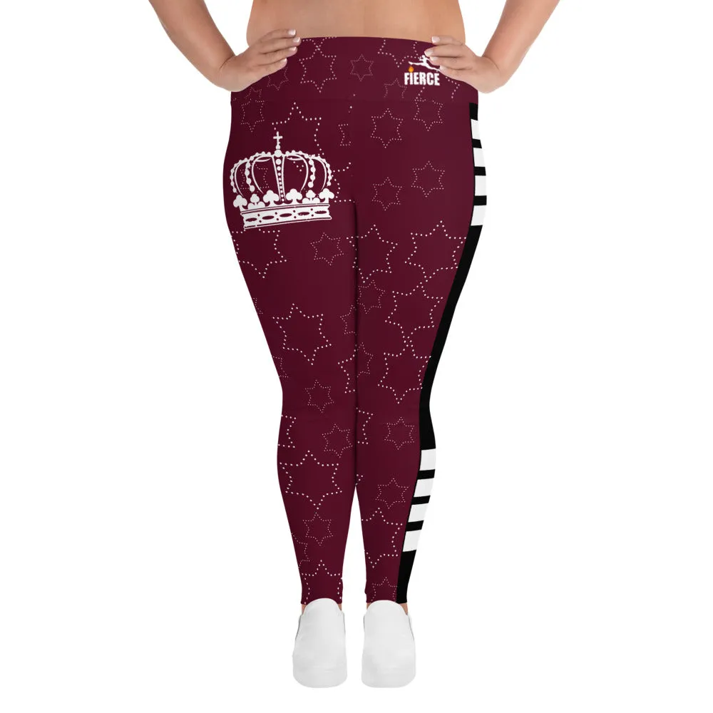 JESUS IS KING Burgundy Plus Size Leggings