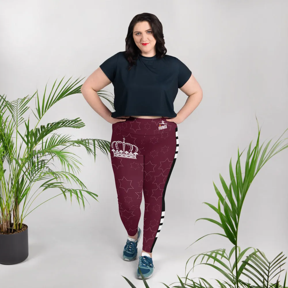 JESUS IS KING Burgundy Plus Size Leggings