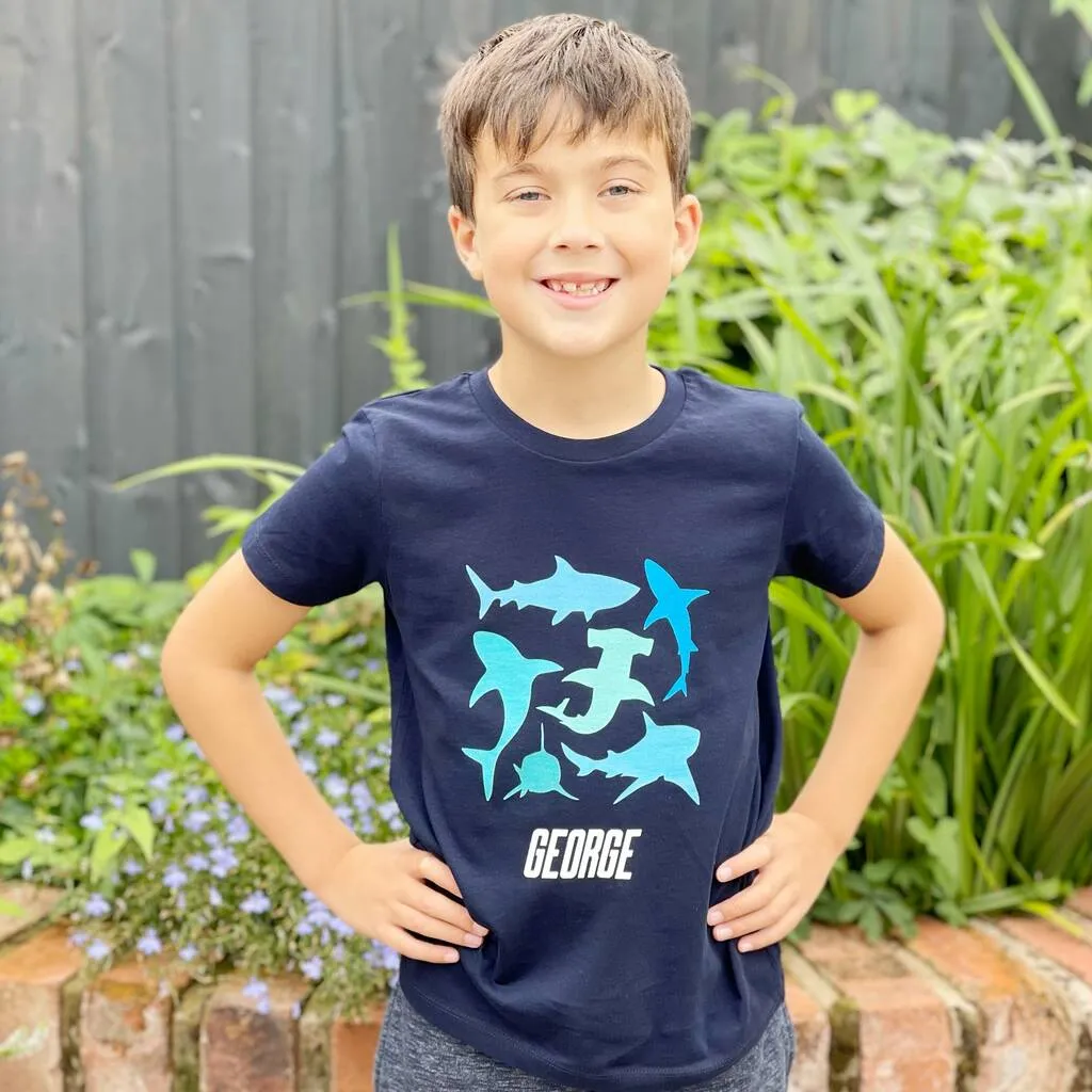 Kids Personalised Shark T Shirt