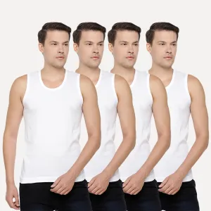 Kings RNBS - 100%  Cotton White Vest For Mens Combo (Pack of 4) | Uathayam
