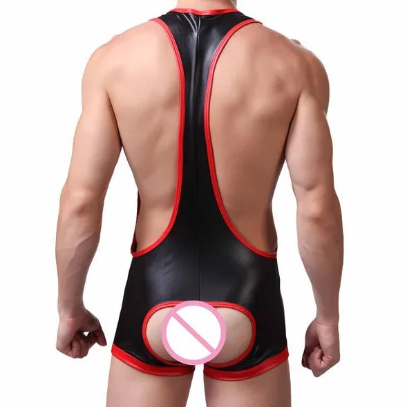 Kinky Open Butt PU Leather Singlet