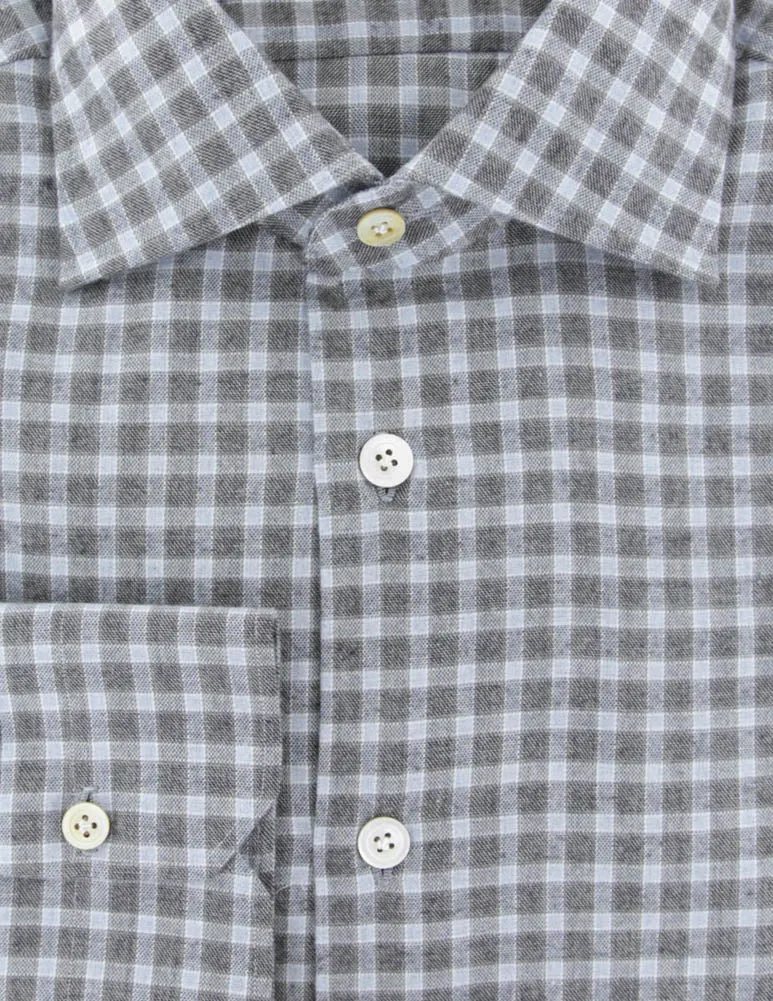 Kiton Gray Flannel Shirt - Slim
