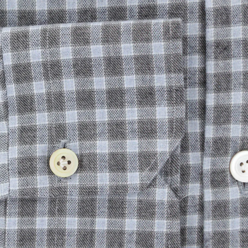 Kiton Gray Flannel Shirt - Slim