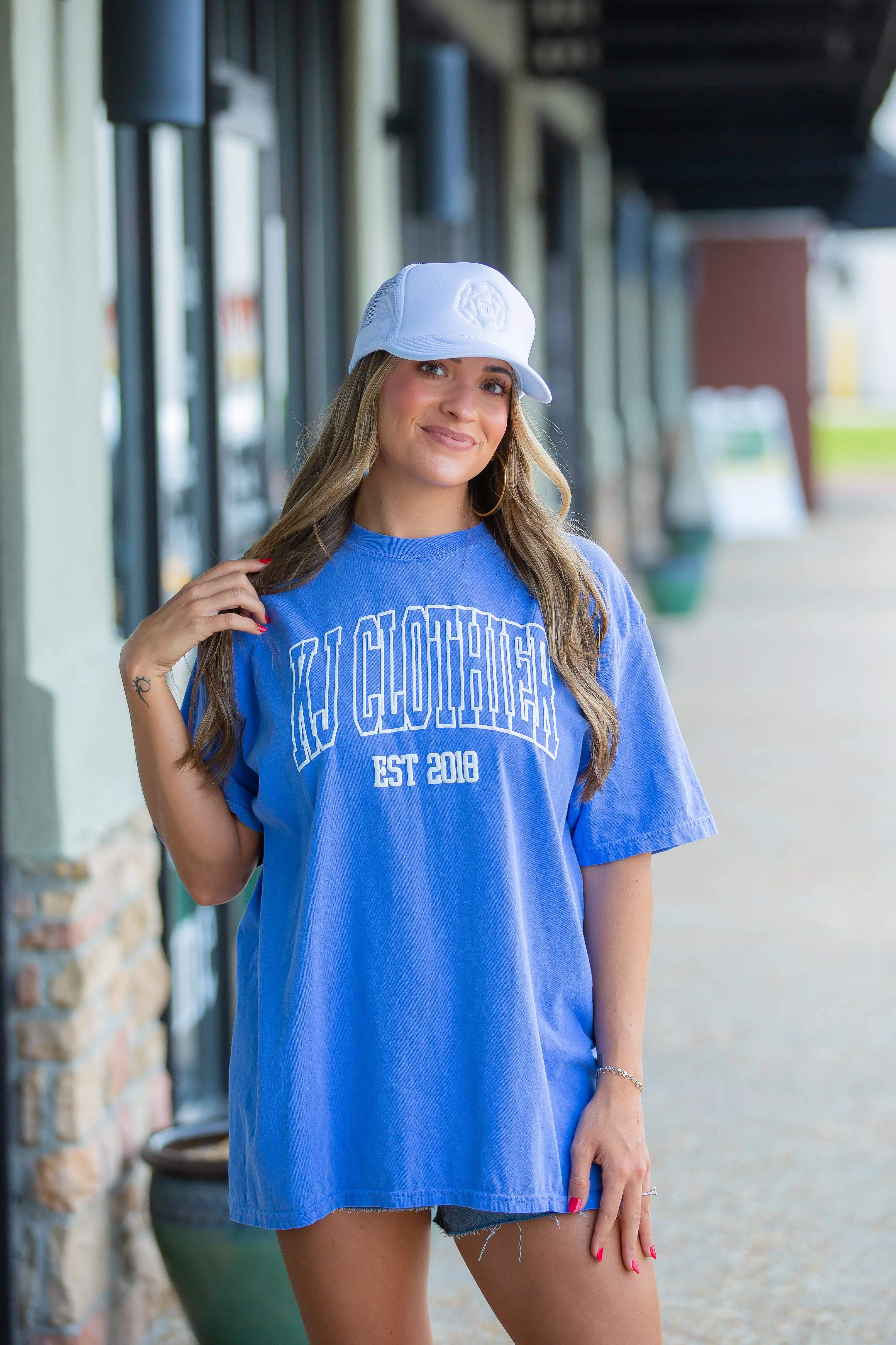 KJ CLOTHIER - Short Sleeve Puff Tee - Flo Blue