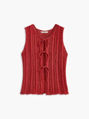 Knit Tie-Front Sleeveless Vest