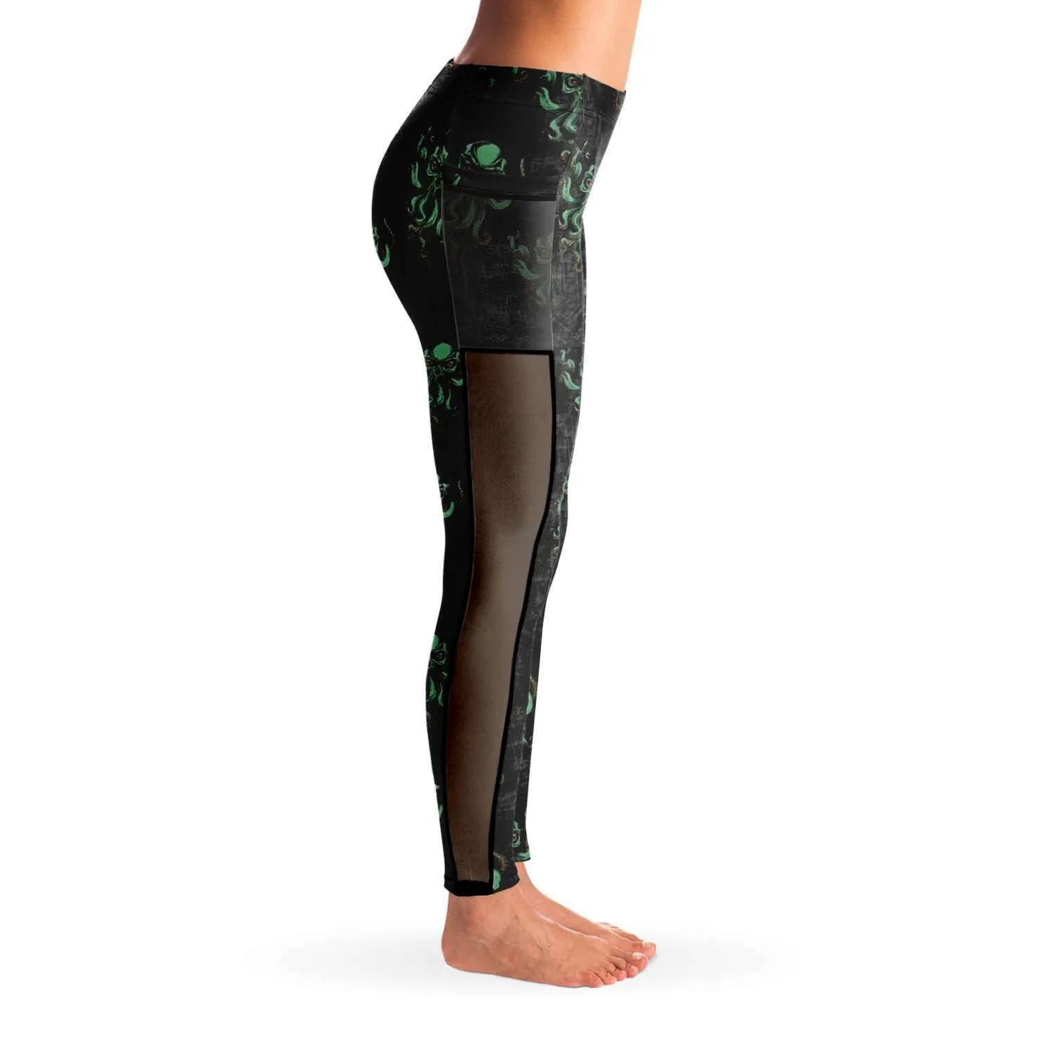Kraken Black Capri Leggings Cthulhu
