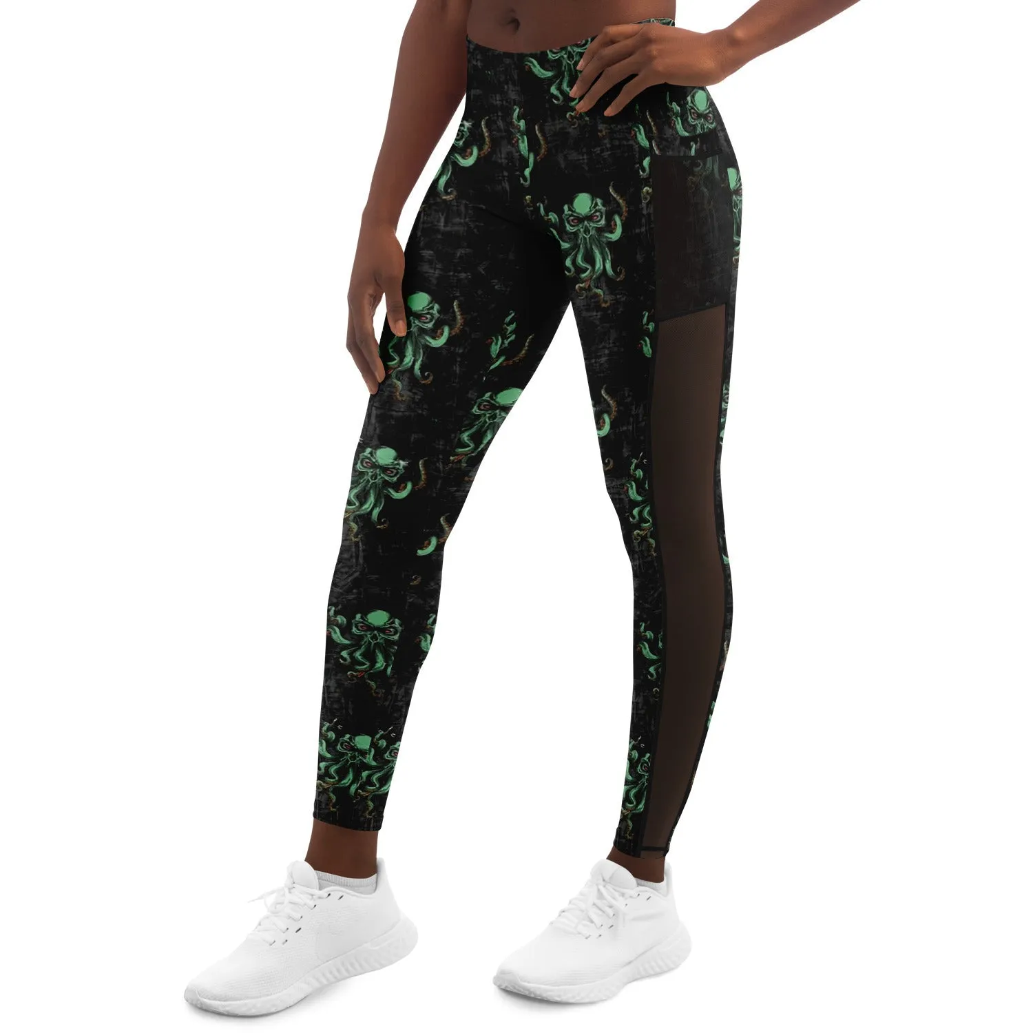Kraken Black Capri Leggings Cthulhu