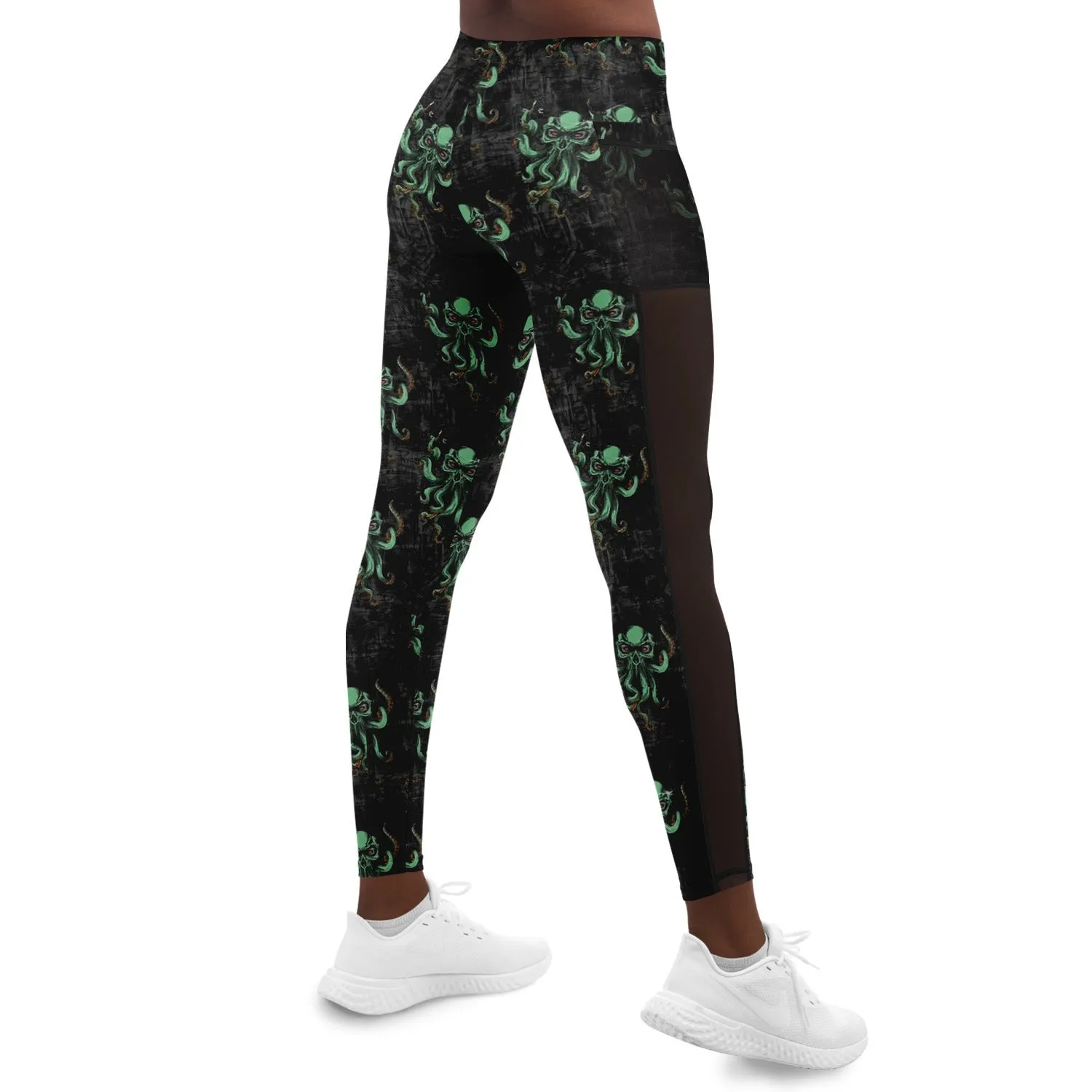 Kraken Black Capri Leggings Cthulhu