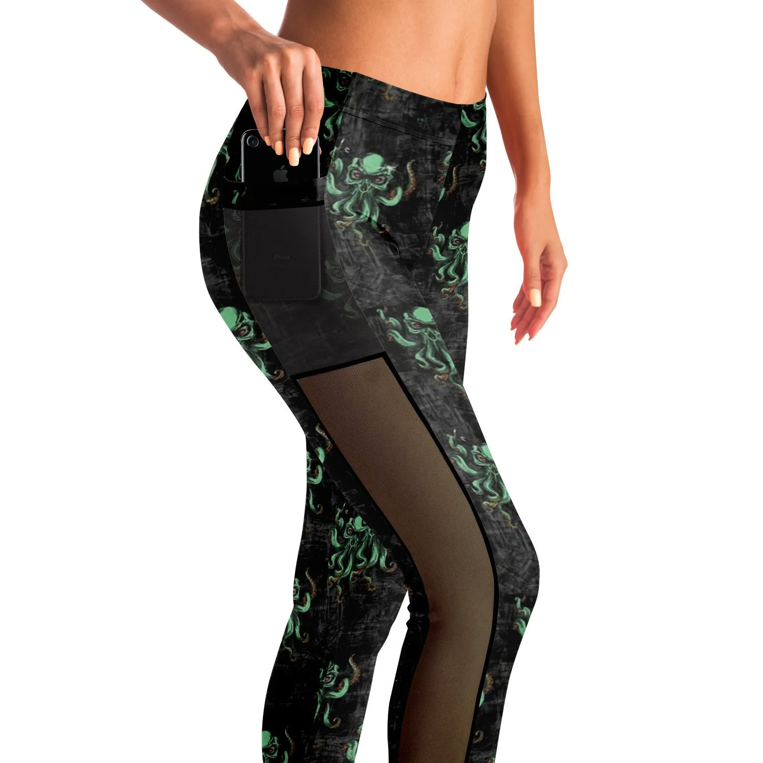 Kraken Black Capri Leggings Cthulhu
