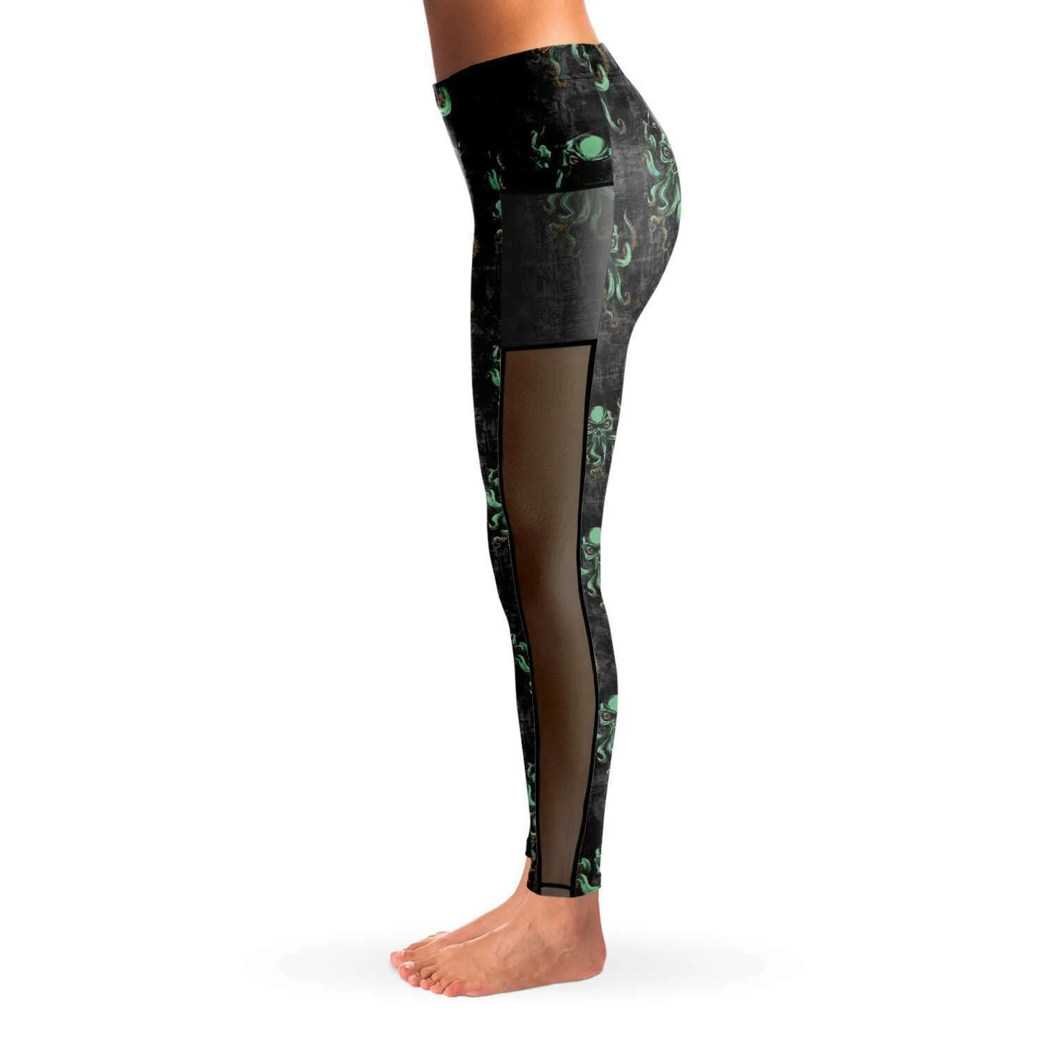 Kraken Black Capri Leggings Cthulhu