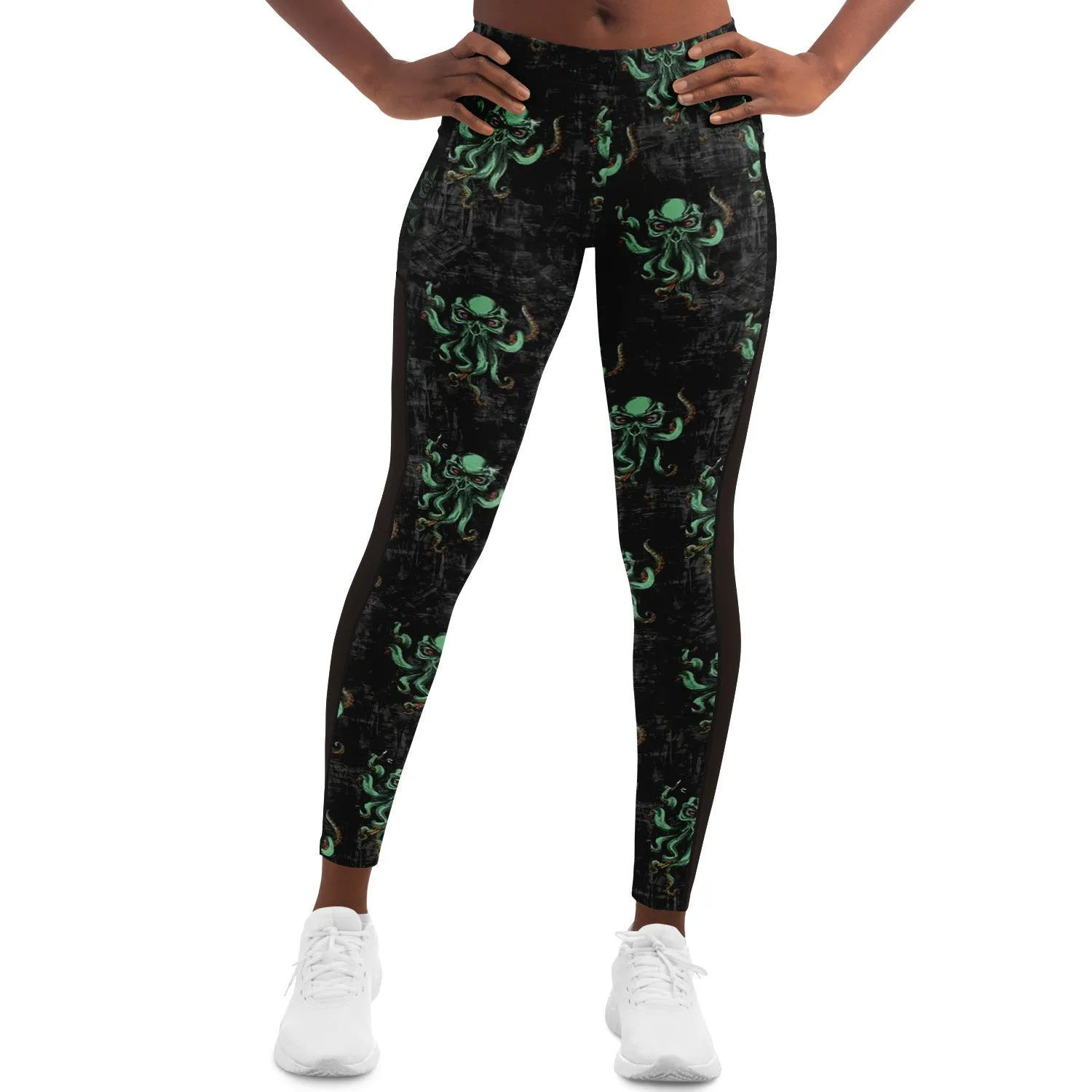 Kraken Black Capri Leggings Cthulhu