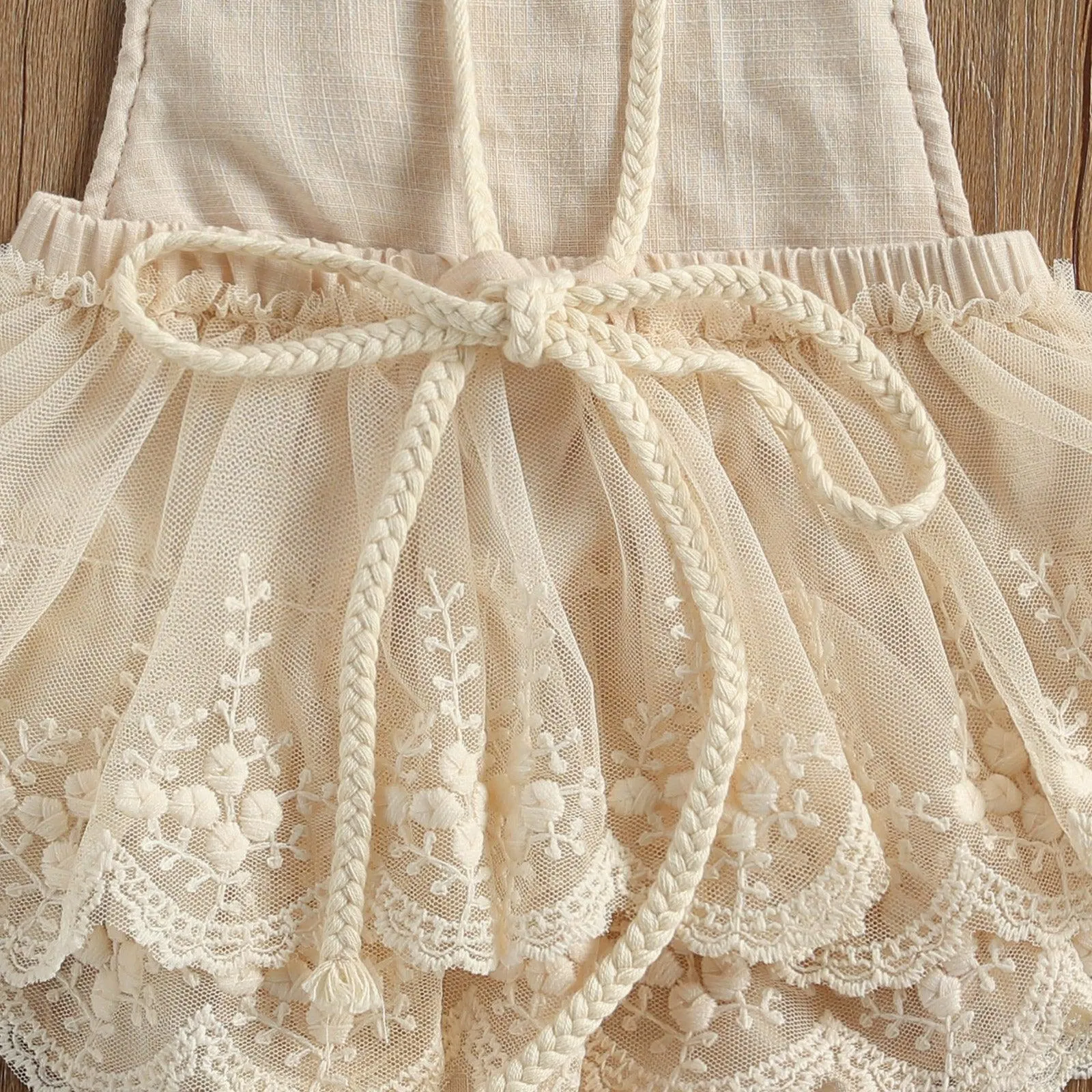 Lace Tassel Backless Dress